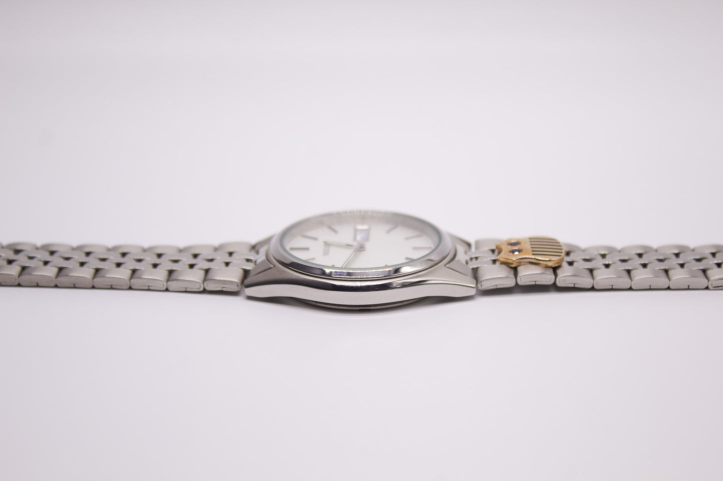 [New Old Stock] 1996 Seiko Quartz Straight Grain Dial Men's Wrist-Watch W/Box