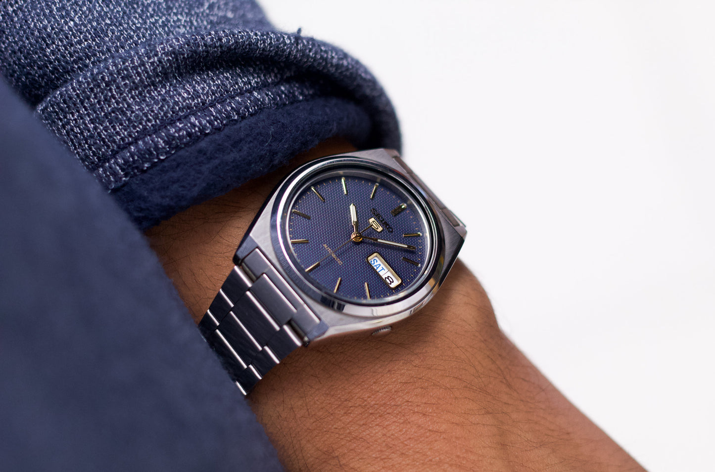 [Near Mint] 1999 Seiko 5 Midnight Blue Dial Men's Mechanical Wrist-Watch