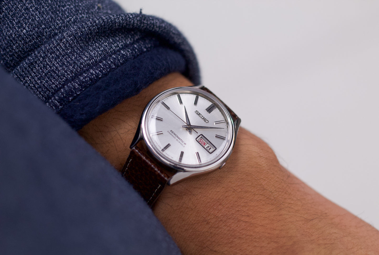[Serviced] 1968 Seiko Seikomatic-R Radiant Silver Sunburst Dial Men's Wrist-Watch