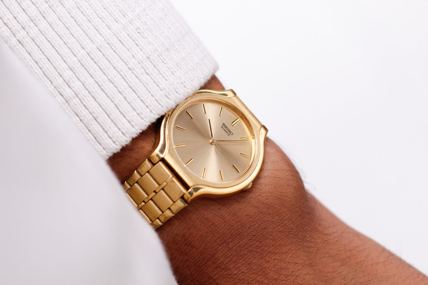 1990 Seiko Quartz Golden Sunburst Dial Men's Wrist-Watch
