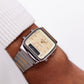 1990s Sharp Quartz Ana-Digit Golden Dial Two Tone Case Men's Wrist-Watch