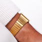 1986 Seiko Quartz Tank Straight Grain Golden Dial Men's Wrist-Watch