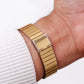 1986 Seiko Quartz Tank Straight Grain Golden Dial Men's Wrist-Watch