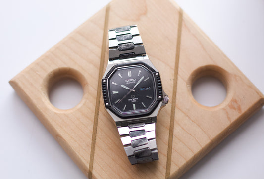 1984 Seiko SQ 100 Sports Matte Black Dial Men's Wrist Watch