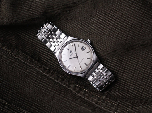 [Serviced] 1970s Enicar Straight Grain Silver Dial Automatic Men's Wrist-Watch