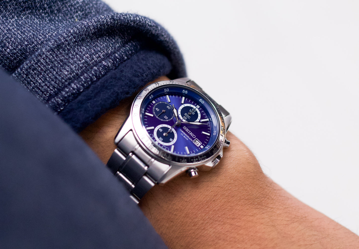 2003 Seiko Quartz Chronograph Marine Blue Dial Men's Wrist-Watch