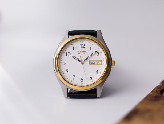1994 Seiko Quartz  Railway Numerals Dial Two Tone Men's Wrist-Watch