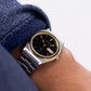 [Near Mint] 1990s Pulsar Quartz Inky Black Dial Two Tone Men's Wrist-Watch