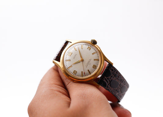 [Serviced] 1960s Berg Mechanical Cream White Dial Men's Wrist-Watch