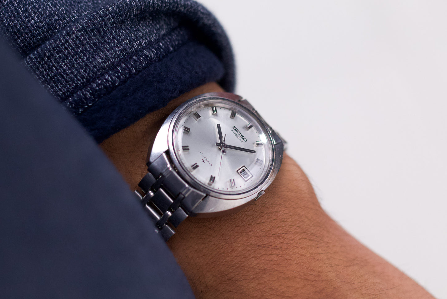 [Serviced] 1970 Seiko Automatic Silver Sunburst Dial Men's Wrist-Watch