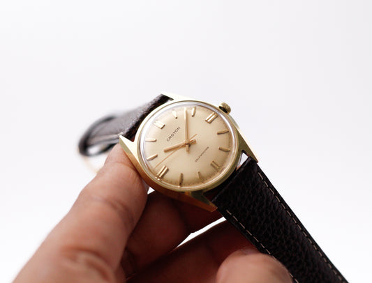 1960s Croton Automatic Golden Sunburst Dial Men's Wrist-Watch