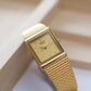 1988 Seiko Quartz Tank Straight Grain Golden Dial Men's Wrist-Watch