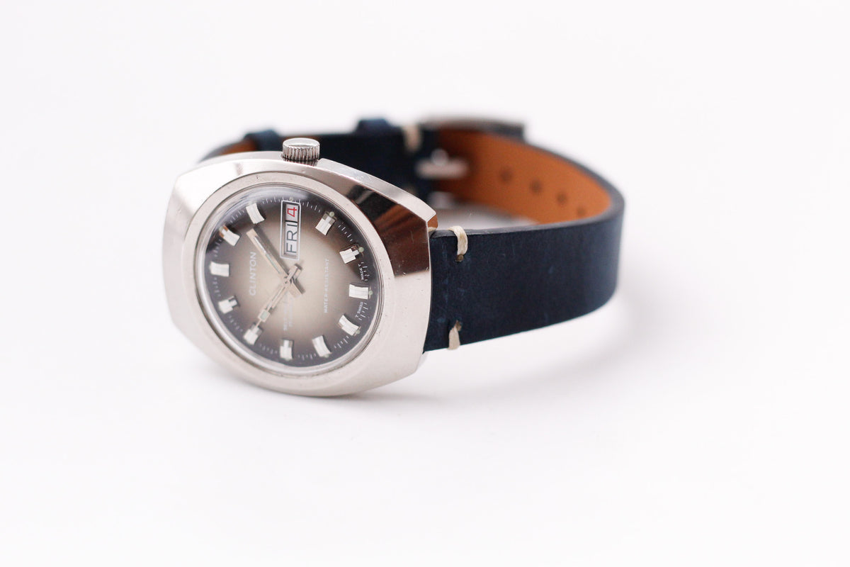 [Serviced] 1970s Clinton Automatic 'Snake Eye' Sunburst Dial Men's Wrist-Watch