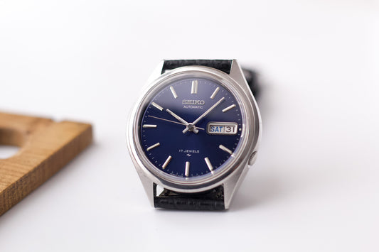1980 Seiko Automatic Marine Blue Sunburst Dial Men's Wrist-Watch