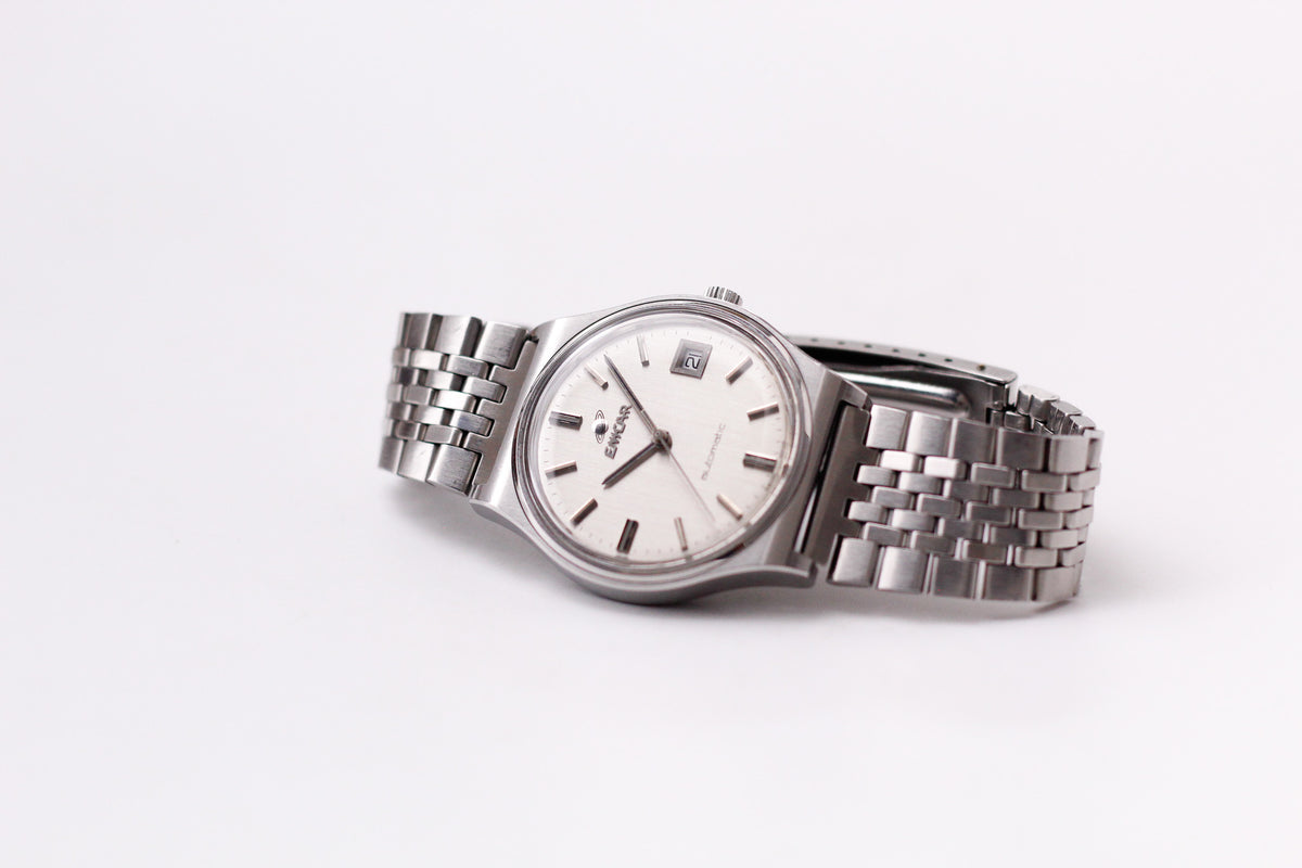 [Serviced] 1970s Enicar Straight Grain Silver Dial Automatic Men's Wrist-Watch