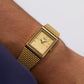 1988 Seiko Quartz Tank Straight Grain Golden Dial Men's Wrist-Watch