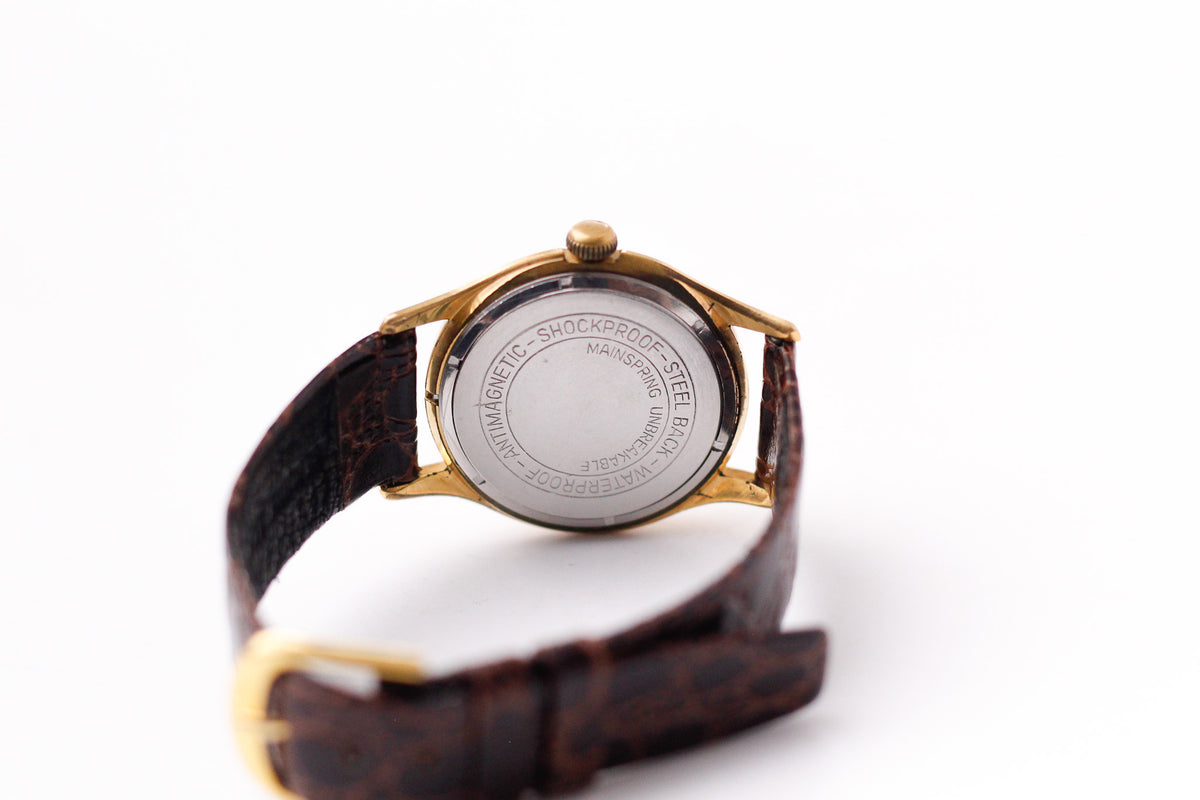 [Serviced] 1960s Berg Mechanical Cream White Dial Men's Wrist-Watch