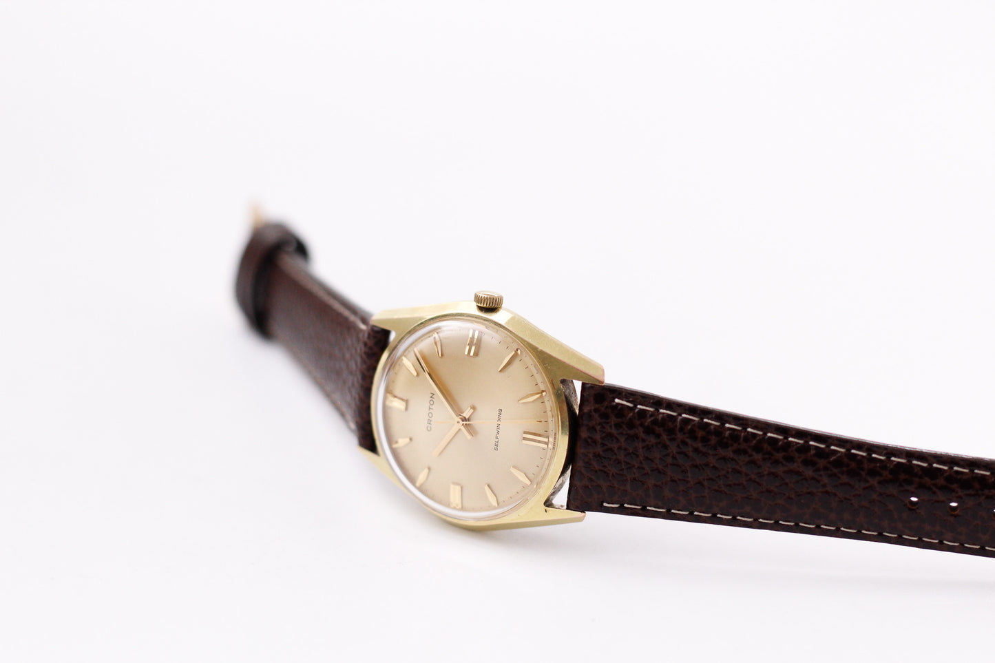 1960s Croton Automatic Golden Sunburst Dial Men's Wrist-Watch