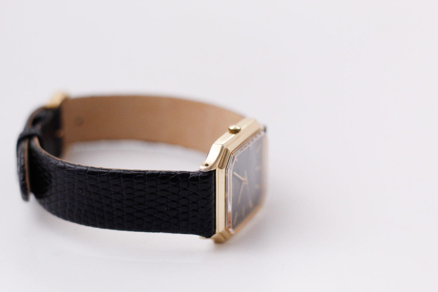 1990s Lorus Quartz Inky Black Dial Tank Men's Wrist-Watch