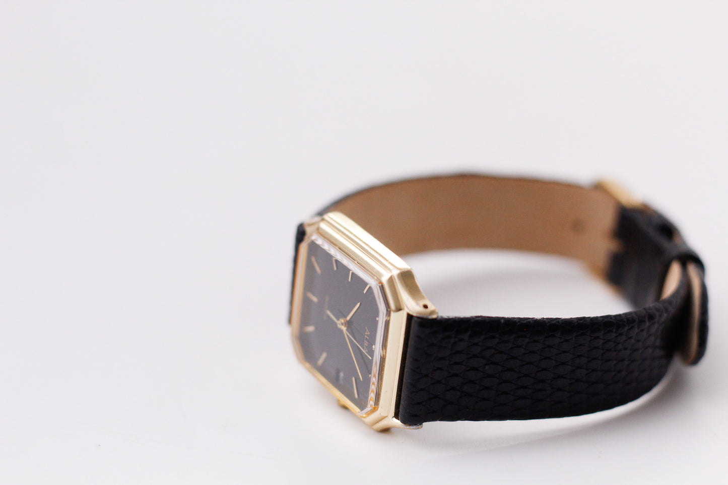 1990s Lorus Quartz Inky Black Dial Tank Men's Wrist-Watch