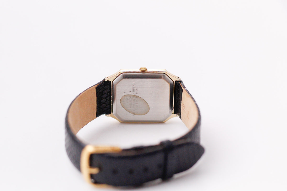 1990s Lorus Quartz Inky Black Dial Tank Men's Wrist-Watch