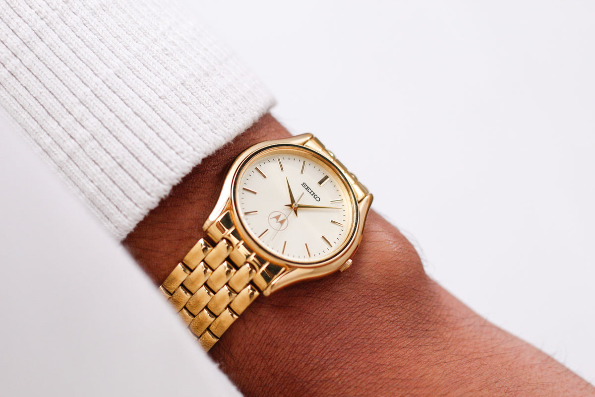 [Near Mint] 1988 Seiko Quartz Golden Sunburst Dial Men's Wrist-Watch W/Box