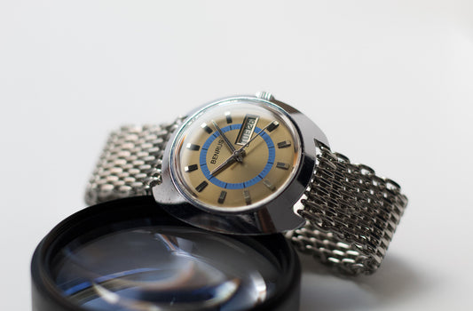 1970s Benrus Mechanical Light Golden Sunburst Dial Men's Wrist-Watch