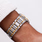 1995 Seiko Quartz Sports 50 Straight Grain Gray Dial Two Tone Case Men's Wrist-Watch