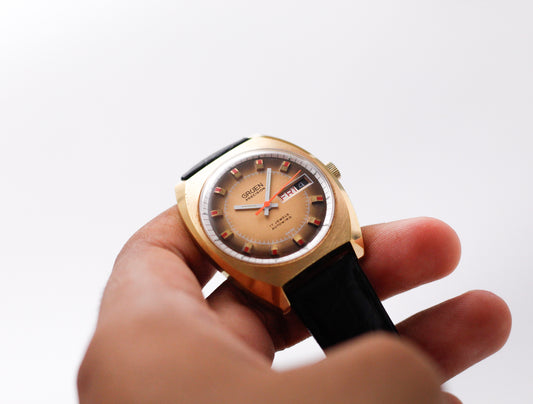 [Serviced] 1970s Gruen Automatic Tiger Eye Dial Men's Wrist-Watch