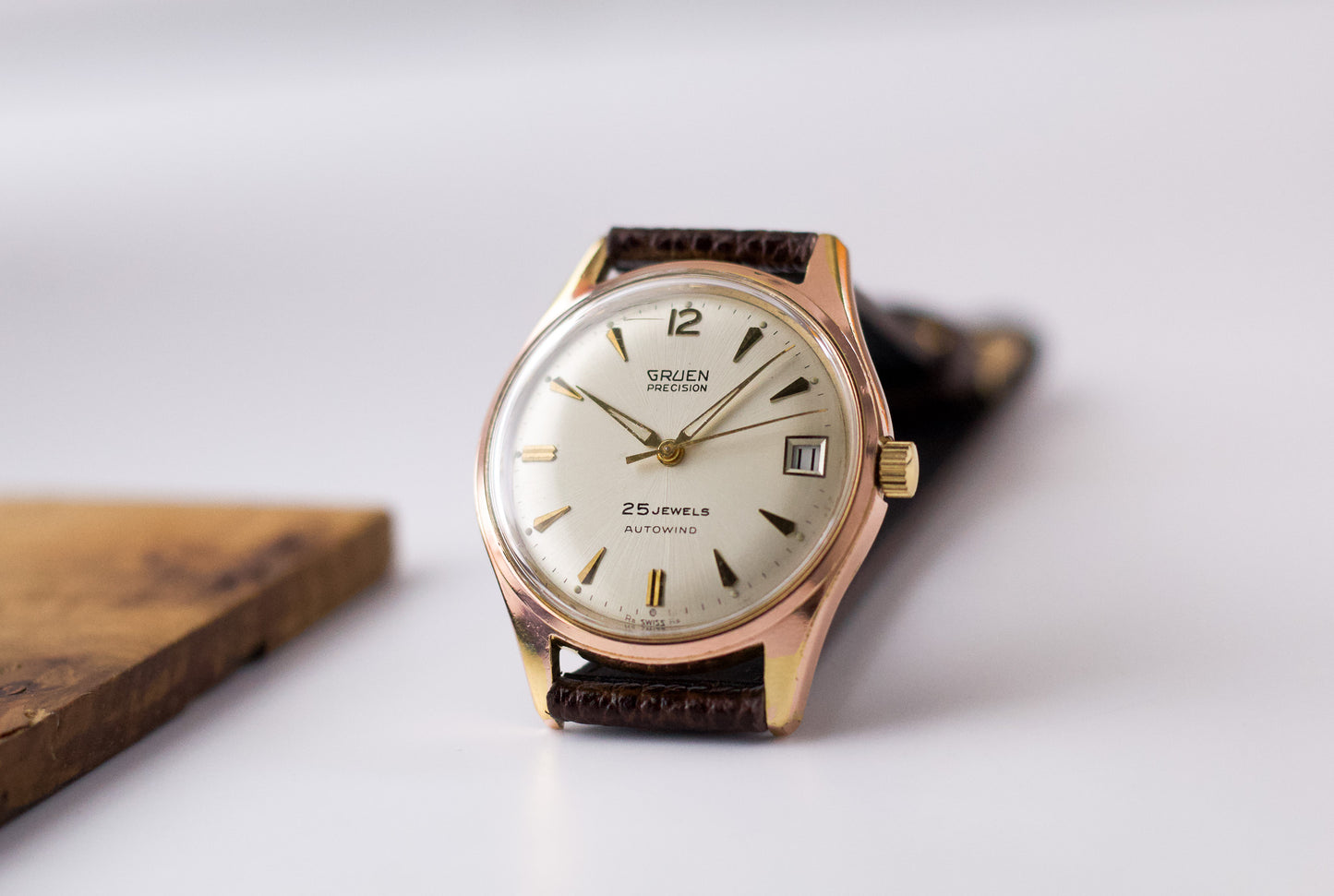 [Serviced] 1960s Gruen Autowind Champagne Sunburst Men's Wrist-Watch
