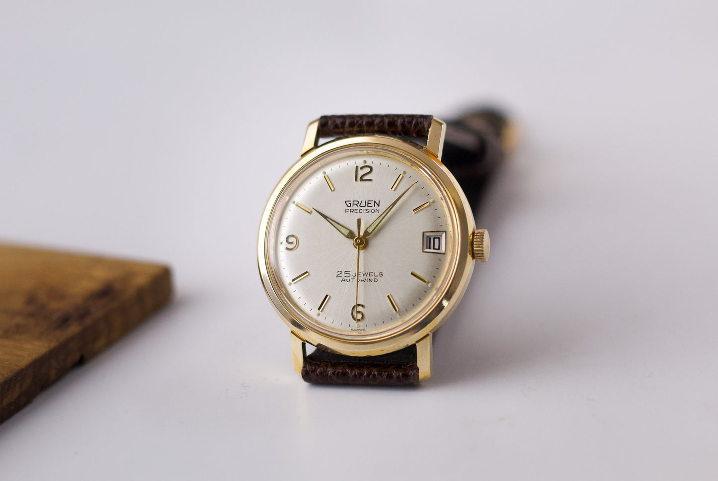 [Serviced] 1960s Gruen Autowind Champagne Sunburst Dial Men's Wrist Watch