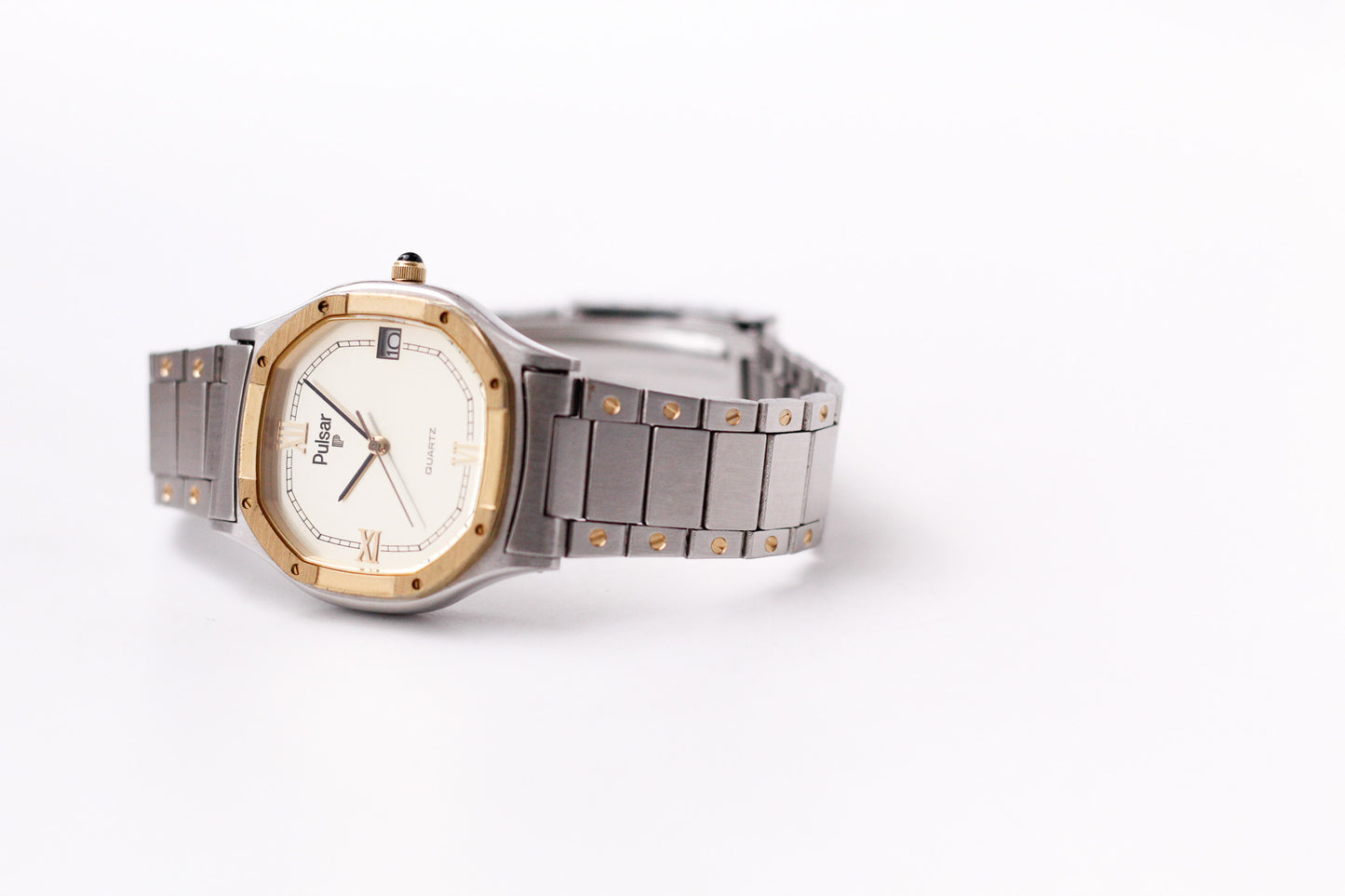 1981 Pulsar Quartz 'Baby Santos' Two Tone Case Men's Wrist Watch