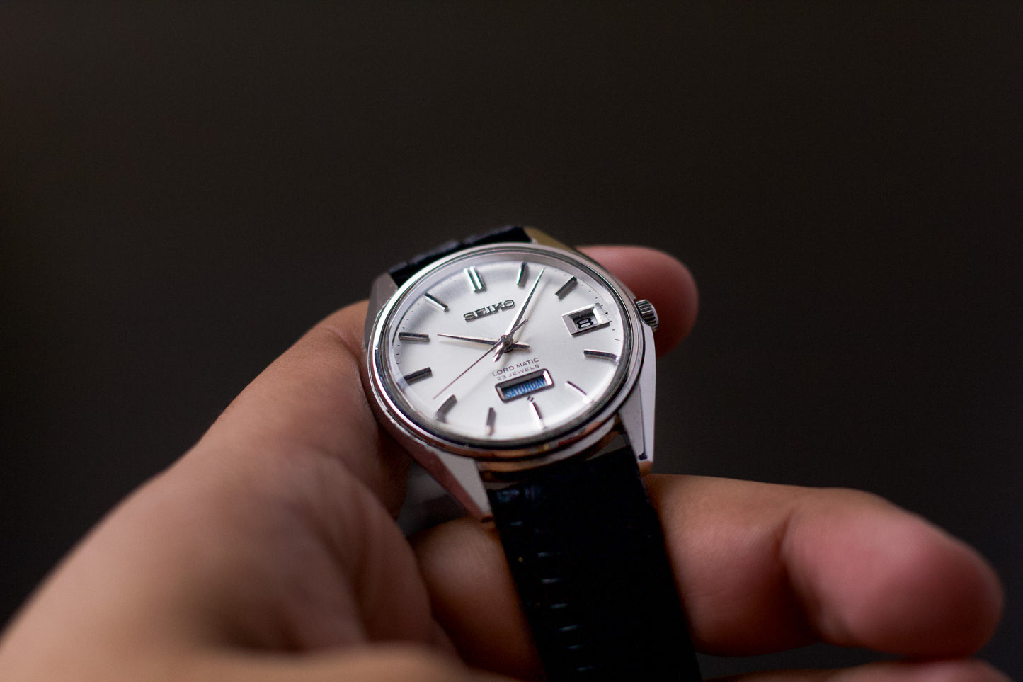 [Serviced] 1978 Seiko Lord-Matic 'Big Day Silver Sunburst Dial' Men's Wrist Watch
