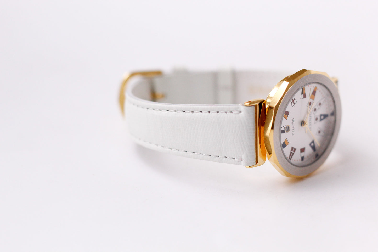 1990s Gruen Quartz Admiral's Cup Flag Dial Two Tone Case Men's Wrist-Watch