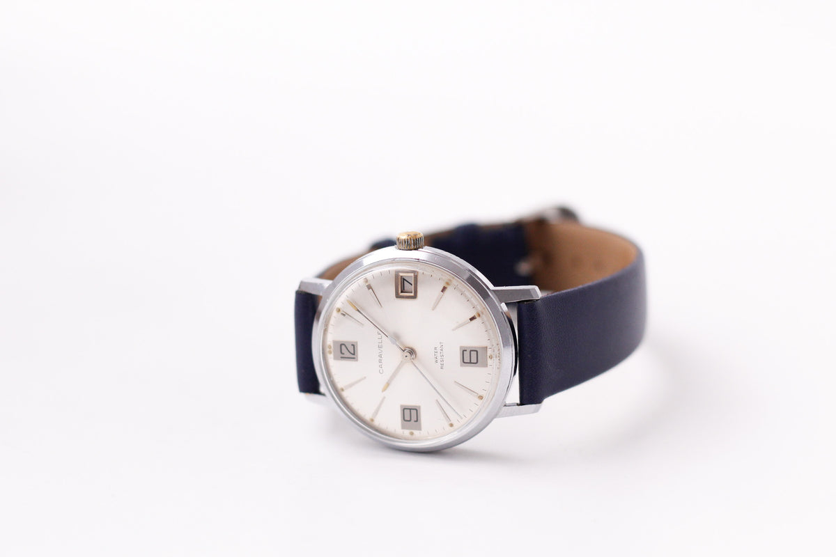 [Serviced] 1960 Caravelle Mechanical Silver Sunburst Dial Men's Wrsit-Watch