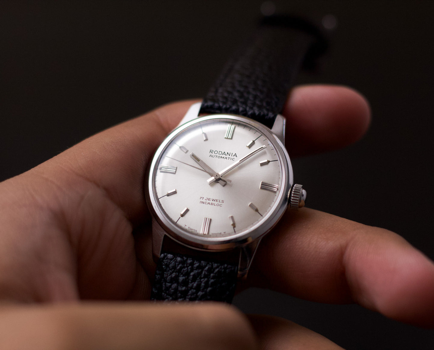 [Serviced] 1960s Rodania Silver Sunburst Dial Automatic Men's Wrist-Watch