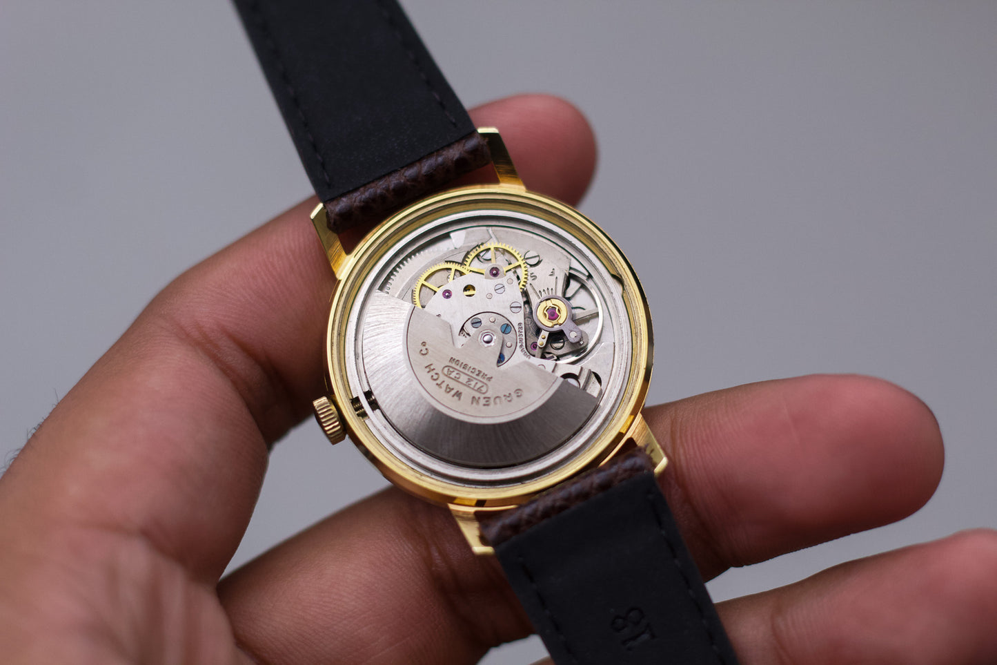 [Serviced] 1960s Gruen Autowind Champagne Sunburst Dial Men's Wrist Watch