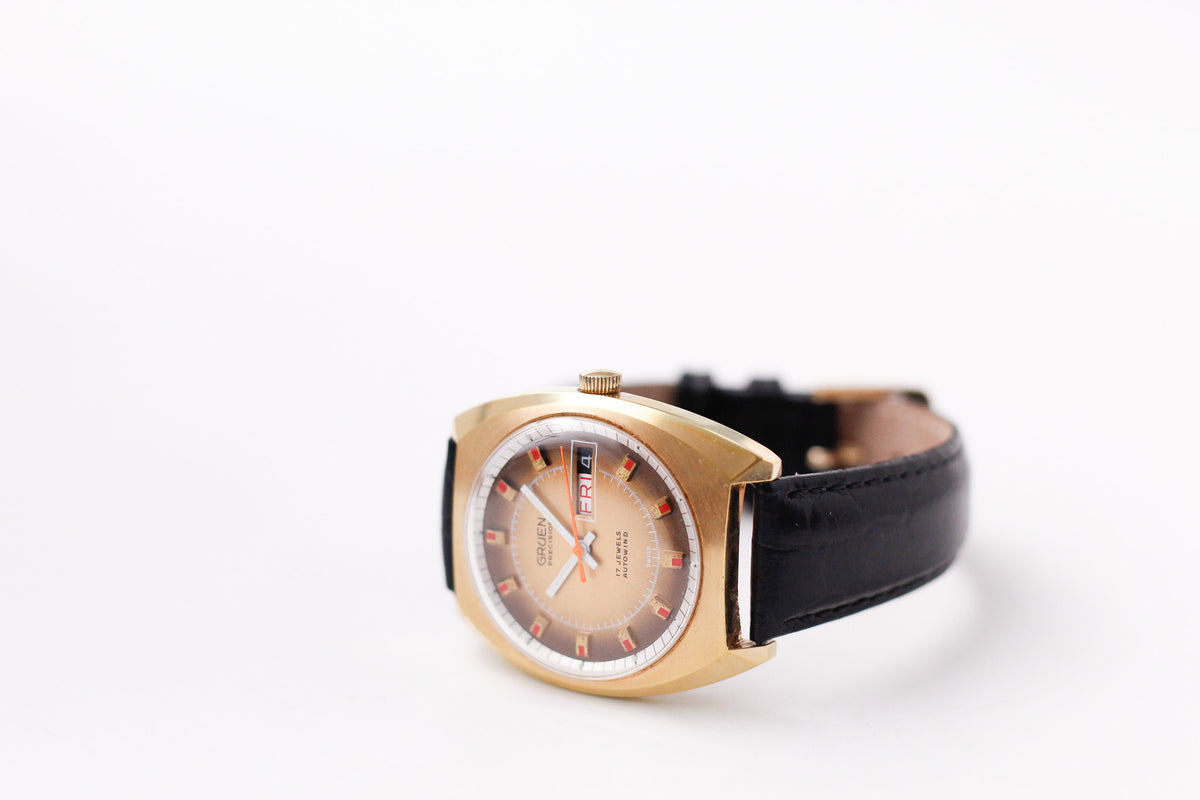 [Serviced] 1970s Gruen Automatic Tiger Eye Dial Men's Wrist-Watch