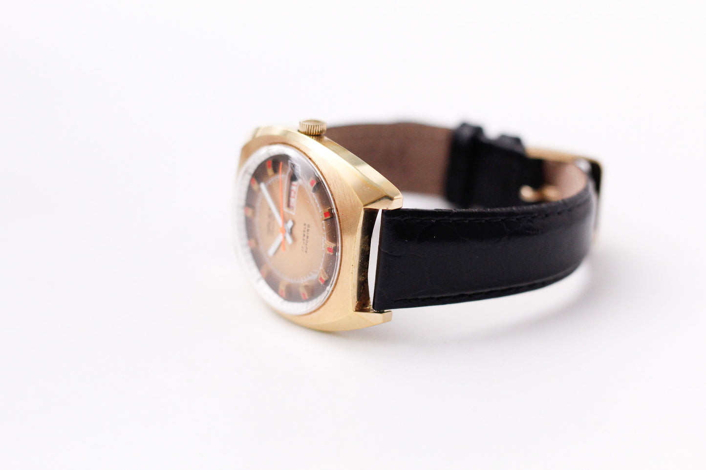 [Serviced] 1970s Gruen Automatic Tiger Eye Dial Men's Wrist-Watch