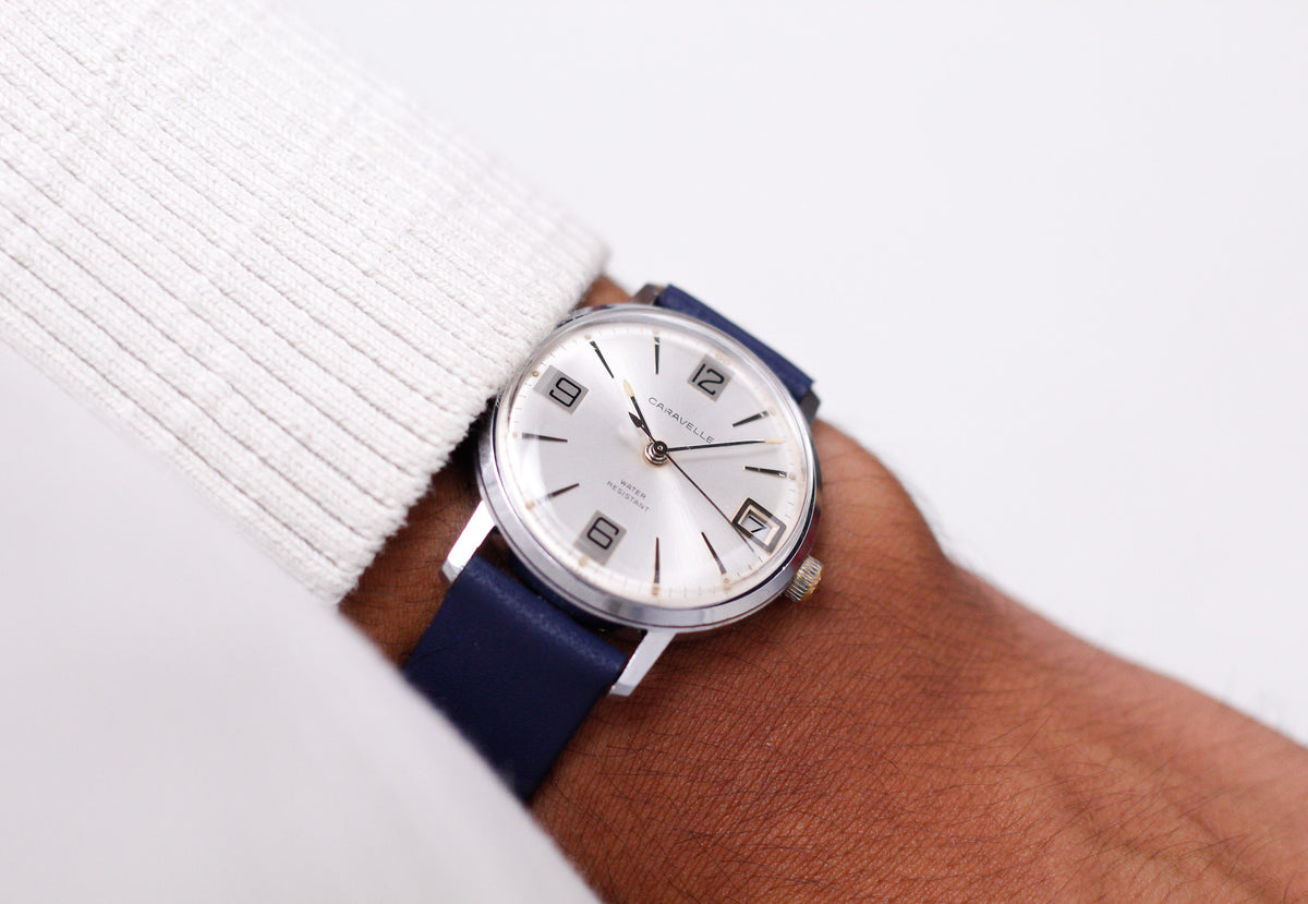 [Serviced] 1960 Caravelle Mechanical Silver Sunburst Dial Men's Wrsit-Watch