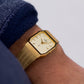 [New Old Stock] 1990s Citizen Quartz Golden Textured Dial Men's Wrist-Watch W/Box