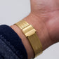 [New Old Stock] 1990s Citizen Quartz Golden Textured Dial Men's Wrist-Watch W/Box