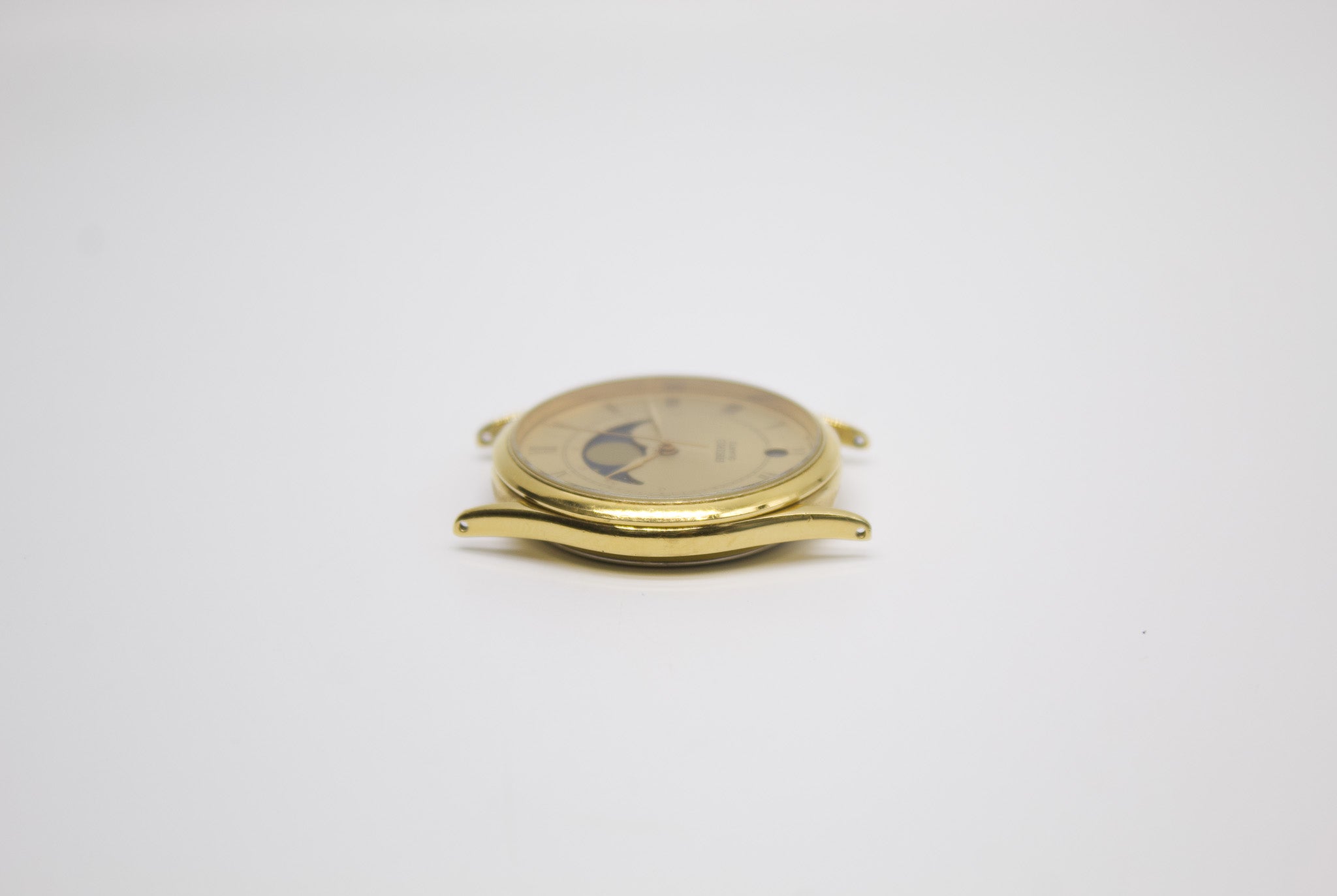 1986 Seiko Quartz Golden Roman Moon-phase Dial Men's Wrist-Watch