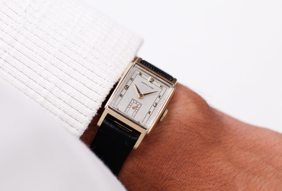 [Serviced] 1950s Hamilton Mechanical Art Deco Men's Wrist-Watch