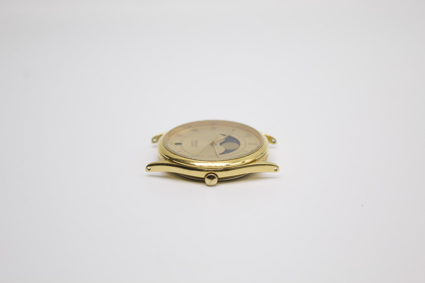 1986 Seiko Quartz Golden Roman Moon-phase Dial Men's Wrist-Watch