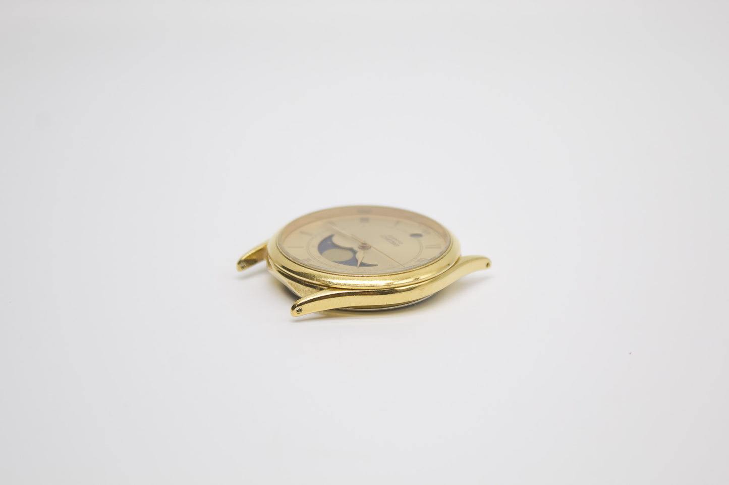1986 Seiko Quartz Golden Roman Moon-phase Dial Men's Wrist-Watch