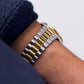 1996 Seiko Baby Day-Date Silver Sunburst Two Tone Men's Wrist-Watch