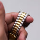 1996 Seiko Baby Day-Date Silver Sunburst Two Tone Men's Wrist-Watch