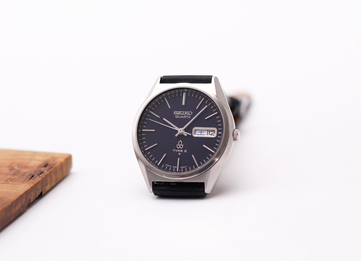 1977 Seiko Type II Quartz Midnight Blue Dial Men's Wrist-Watch