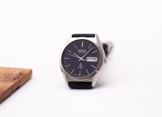 1977 Seiko Type II Quartz Midnight Blue Dial Men's Wrist-Watch